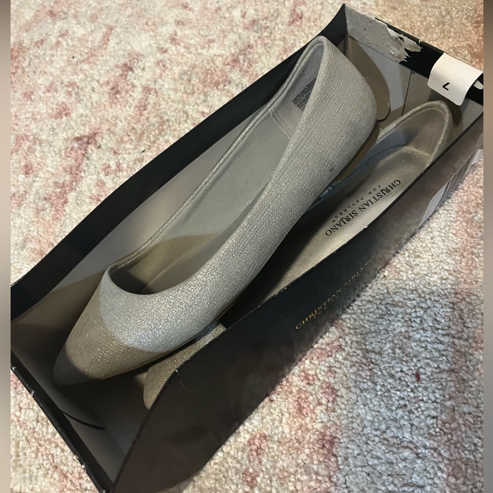 Gray metallic flats
